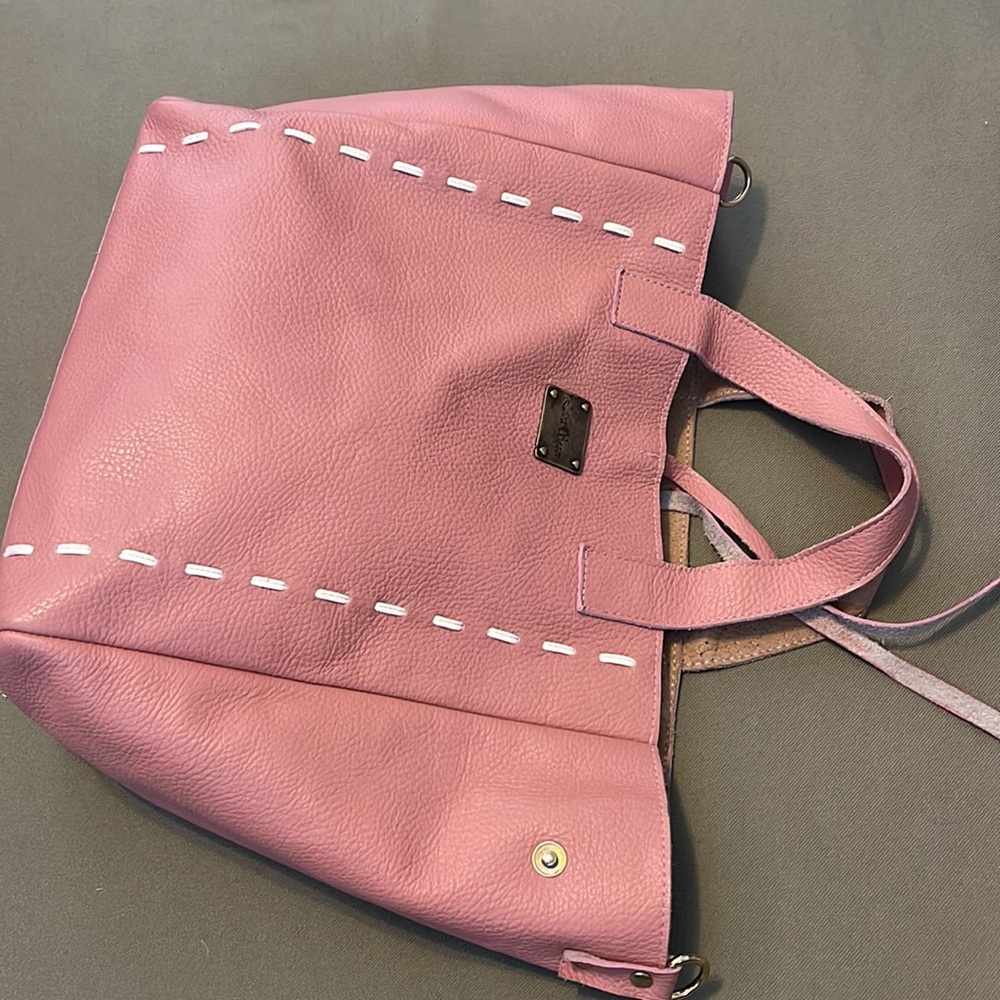 LAURA SOZZI Leather Tote Bag in Dusty Rose